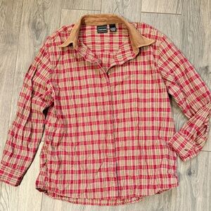 Vintage Bobbie brooks Red and Tan Plaid Shirt Sz Medium